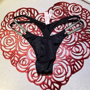 NWT Victoria’s Secret Double Shine Strap Thong Panties. Size Small.